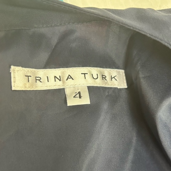 Trina Turk 100% Silk Short Shift Dress Pink Navy Blue Women’s size 4 - Picture 8 of 9